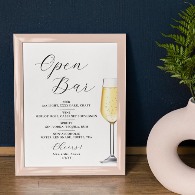 Poster Cartaz de Menu de Bar Aberto para Casamento (Criador carregado)