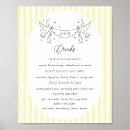 Poster Cartaz de Menu de Bar com Listras Amarelas Suaves