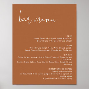 Poster Cartaz de Menu de Bar de Casamento CORIANDER Terra