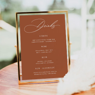 Poster Cartaz de Menu de Bar de Casamento Minimalista Ter