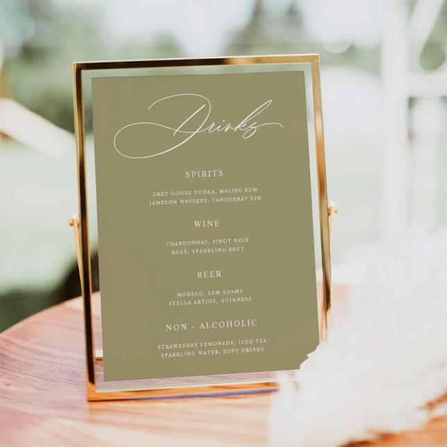 Poster Cartaz de Menu de Bar de Casamento Verde Matcha Mi (Criador carregado)
