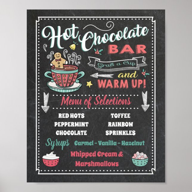 Poster Cartaz de Menu de Barra de Chocolate Quente para F (Frente)