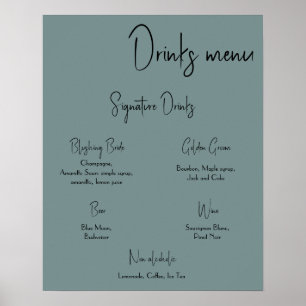 Poster Cartaz de Menu de Bebidas Casamento