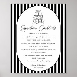 Poster Cartaz de Menu de Bebidas com Assinatura Listrado