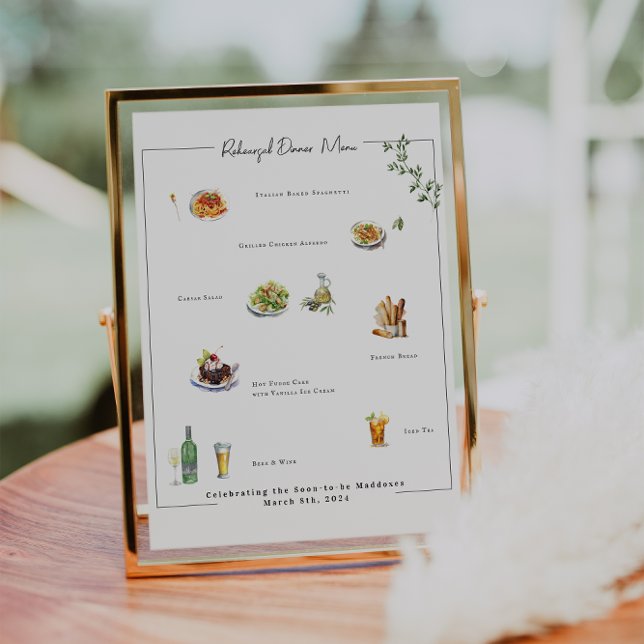Poster Cartaz de Menu de Casamento Ilustrado e Personaliz (Criador carregado)