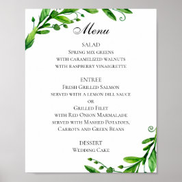 Poster Cartaz de menu de casamento verde. Menu de jantar
