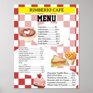 Poster Cartaz de Menu de Comida de Negócios de Café Estil