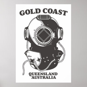 Poster Cartaz de mergulho Gold Coast Queensland Austrália
