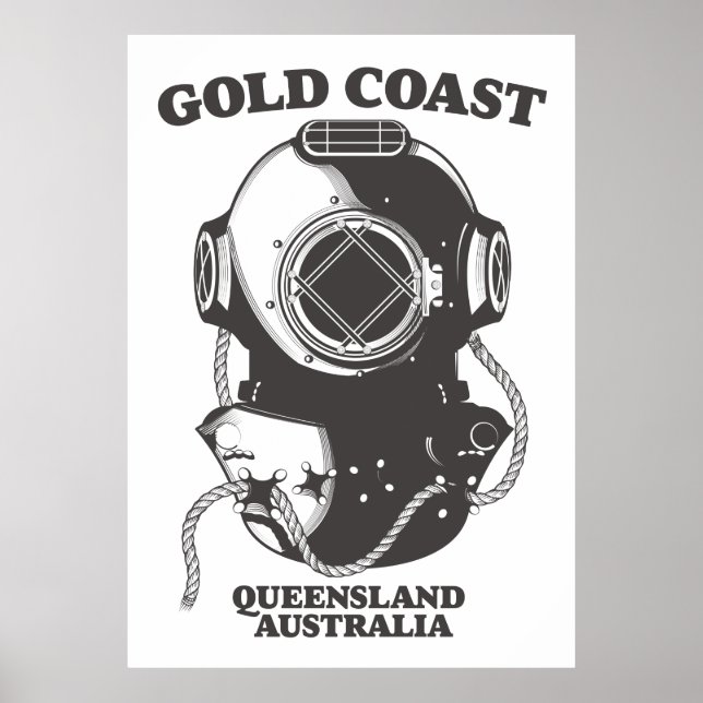 Poster Cartaz de mergulho Gold Coast Queensland Austrália (Frente)