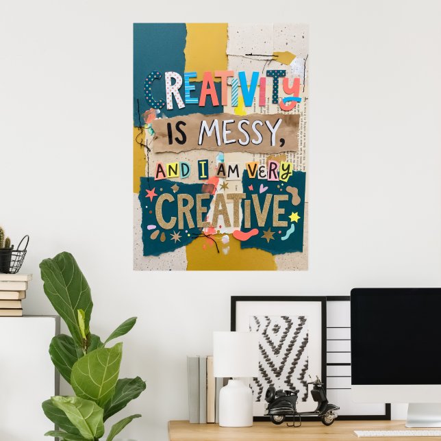 Poster Cartaz de Mídia Mista da Criatividade Desorganizad (Escritório em casa)