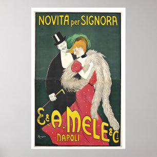 Poster Cartaz de Moda do Art Nouveau Italiano - Belle Épo