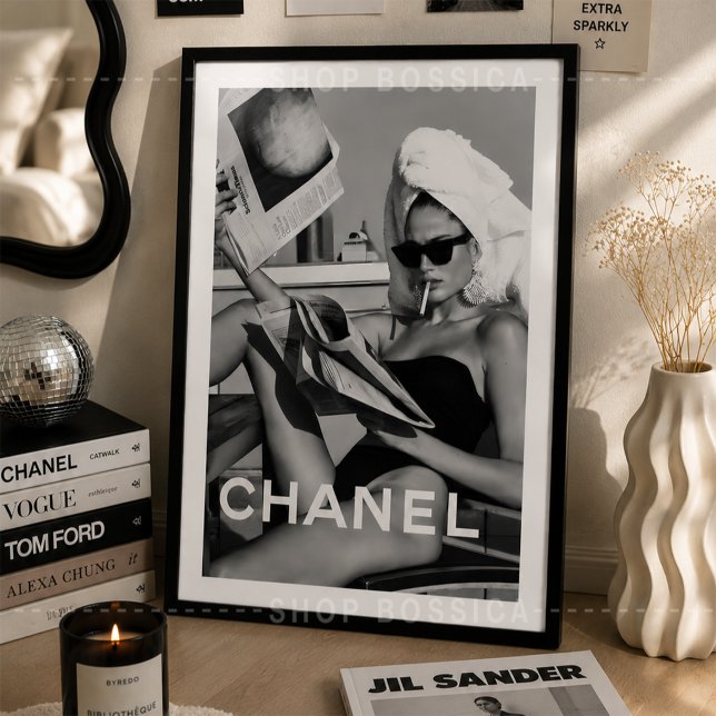 Poster Cartaz de Moda Monocromático Preto e Branco Minima (fashion wall art, luxury wall art, black and white poster, fashion poster, editorial wall art, chic )