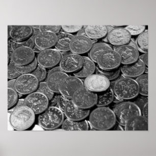 Poster Cartaz de moedas de 5 pence do Reino Unido