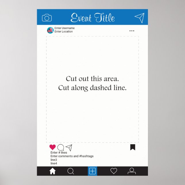 Pôster Cartaz de Moldura para Adereços de Fotocabinê Azul (Frente)