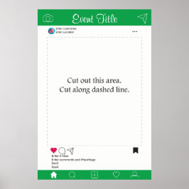 Pôster Cartaz de Moldura para Props de Fotocabinê Verde e