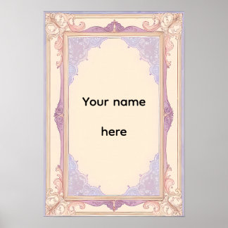 Poster Cartaz de Moldura Vintage Ornata Lavanda Elegante