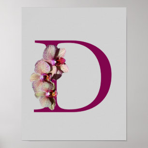 Poster Cartaz de Monograma Inicial Elegante Orquídea D