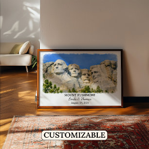 Poster Cartaz de Montanha Rushmore Dakota do Sul, Aquarel