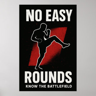 Poster Cartaz de Motivação MMA Sem Rodadas Fáceis