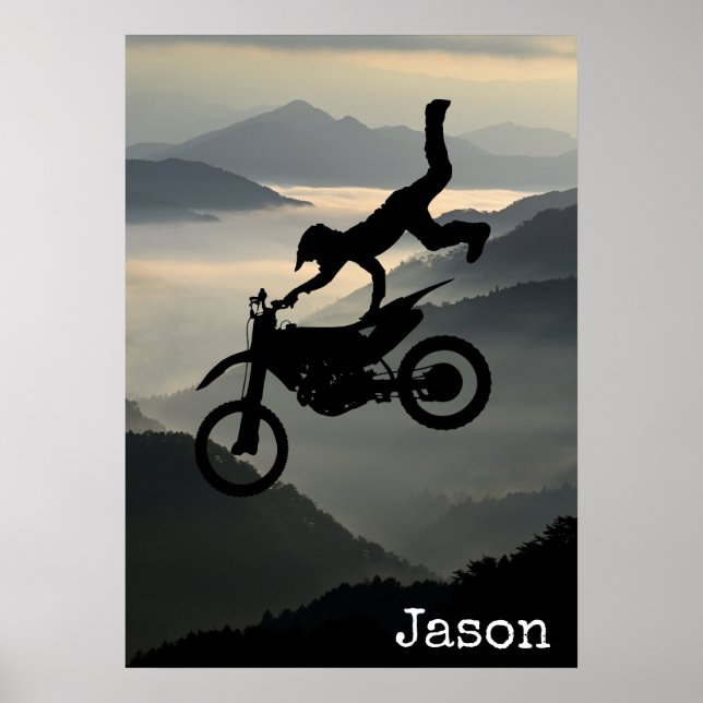 Poster Cartaz de Moto de Motocross Montanhas (Frente)