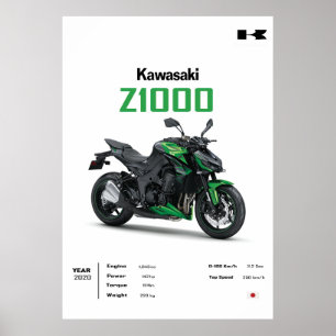 Poster Cartaz de Moto Kawasaki Z1000 – Parede de Biciclet