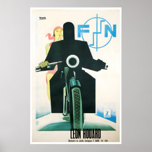 Poster Cartaz de Motocicleta FN Arte de Moto Leon Houard