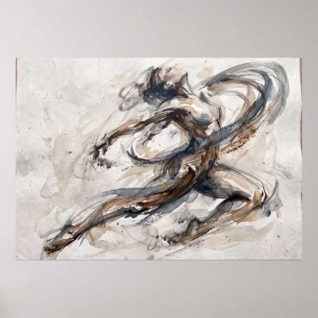 Poster Cartaz de Movimento de Figura Abstrata Neutra (Frente)