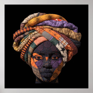 Poster Cartaz de Mulher Africana Colorida