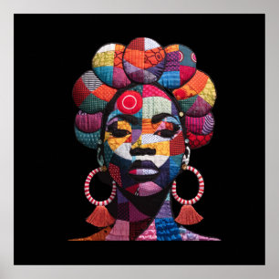 Poster Cartaz de Mulher Africana Colorida