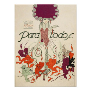Pôster Cartaz de Mulher Art Déco Vintage – Caprichoso ano