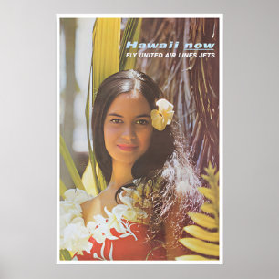 Poster Cartaz de Mulher Havaiana Foto do Havaí United Air