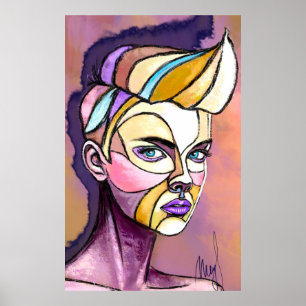 Poster Cartaz de Mulher Punk Colorida