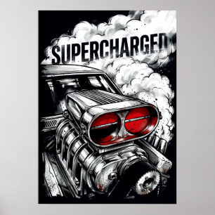 Poster Cartaz de Muscle Car Superalimentado