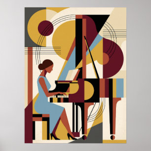 Poster Cartaz de Música Art Déco de Jazz Vintage