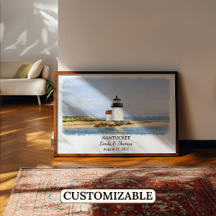 Poster Cartaz de Nantucket Massachusetts, Aquarela, Perso