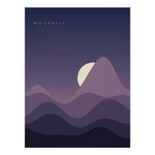 Pôster Cartaz de Nascer da Lua – Paisagem Minimalista de