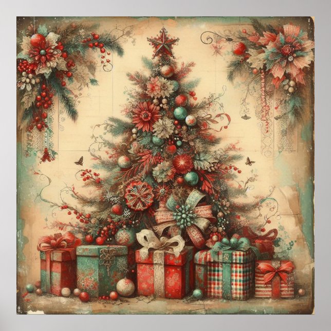 Poster Cartaz de Natal Antigo (Frente)
