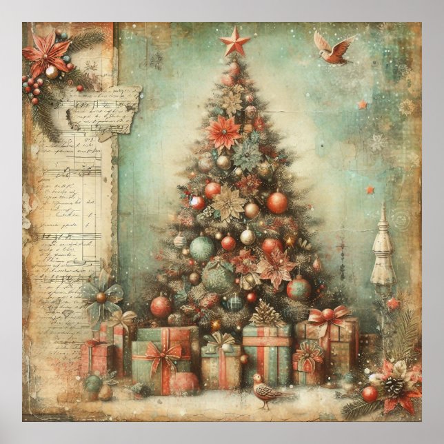 Poster Cartaz de Natal Antigo (Frente)