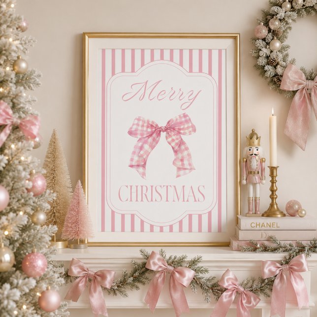 Poster Cartaz de Natal com Laço Rosa (Criador carregado)