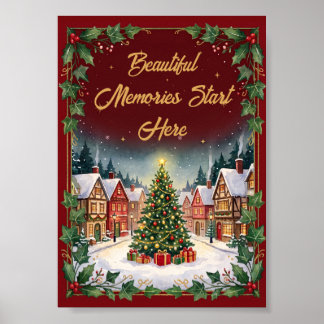 Poster Cartaz de Natal da Aldeia de Inverno Aconchegante