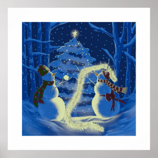 Poster Cartaz de Natal de Boneco de Neve