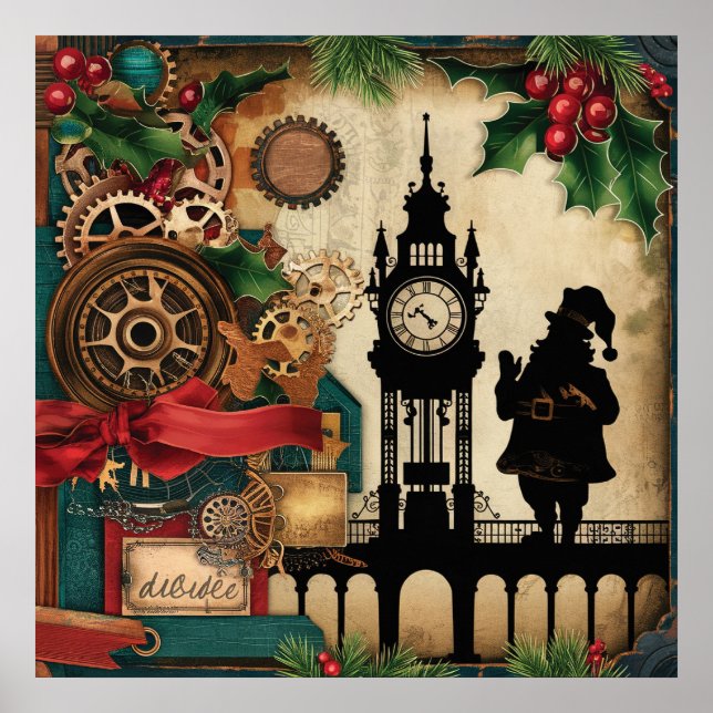 Poster Cartaz de Natal Steampunk (Frente)