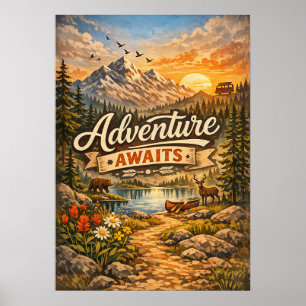 Poster Cartaz de Natureza da Montanha Aventura Espera