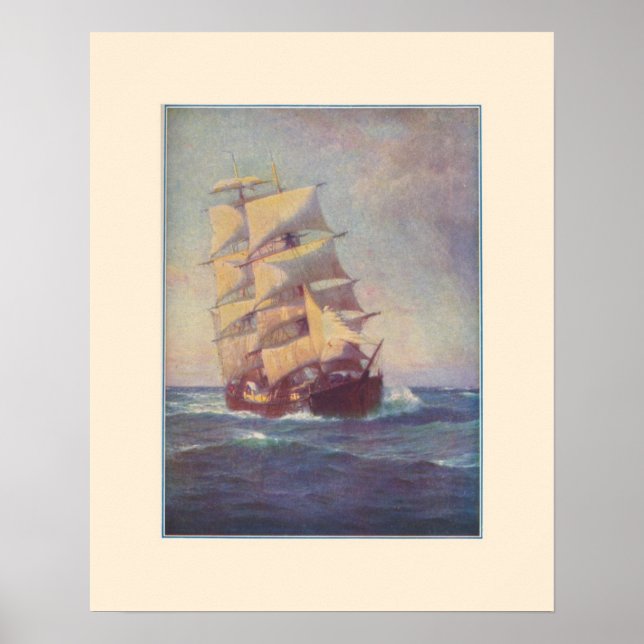Poster Cartaz de Navio com Velas Quadradas (Frente)