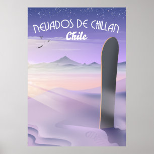 Poster Cartaz de neve de Nevados de Chillan, Chile.