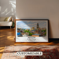 Cartaz de New Haven Connecticut, Aquarela, Persona