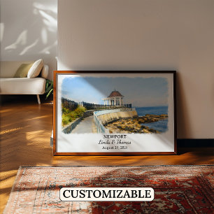 Poster Cartaz de Newport Rhode Island, Aquarela, Personal