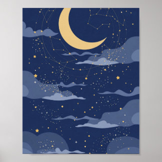 Poster Cartaz de Noite Estrelada Celestial para Casamento