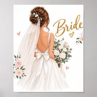 Poster Cartaz de Noiva Elegante – Noiva Floral de Vestido