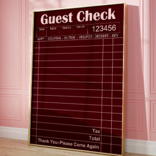 Poster Cartaz de Nota de Cliente Vintage Arte Burgundy